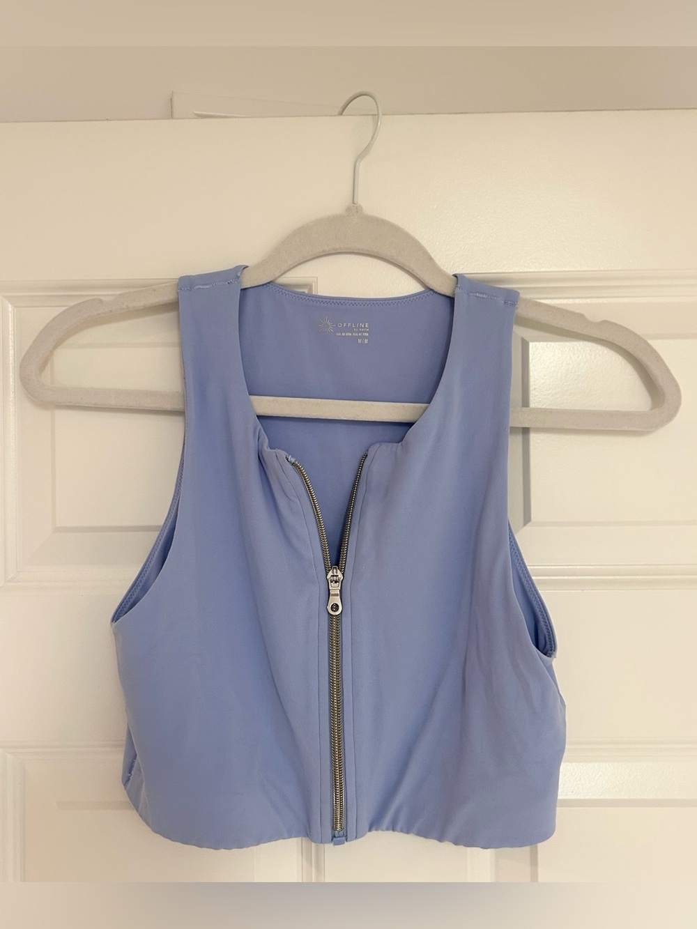 Aerie Lavender Active Zipped Crop Tank Top